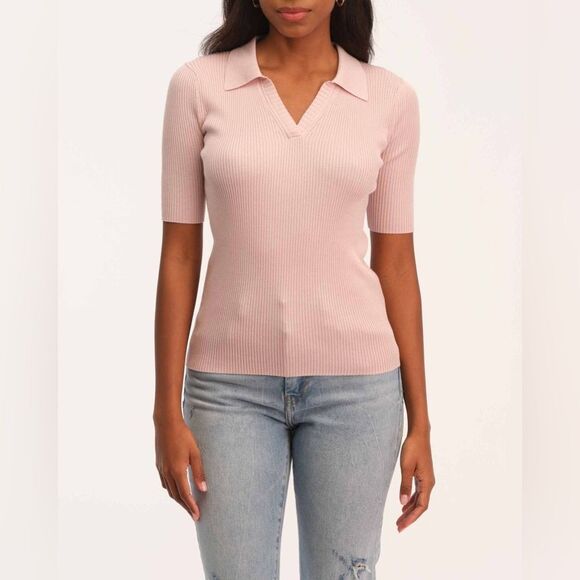 Ellie Tahari Johnny‎ Collar Ribbed Sweater small P Pink NWT in packaging - Picture 1 of 5